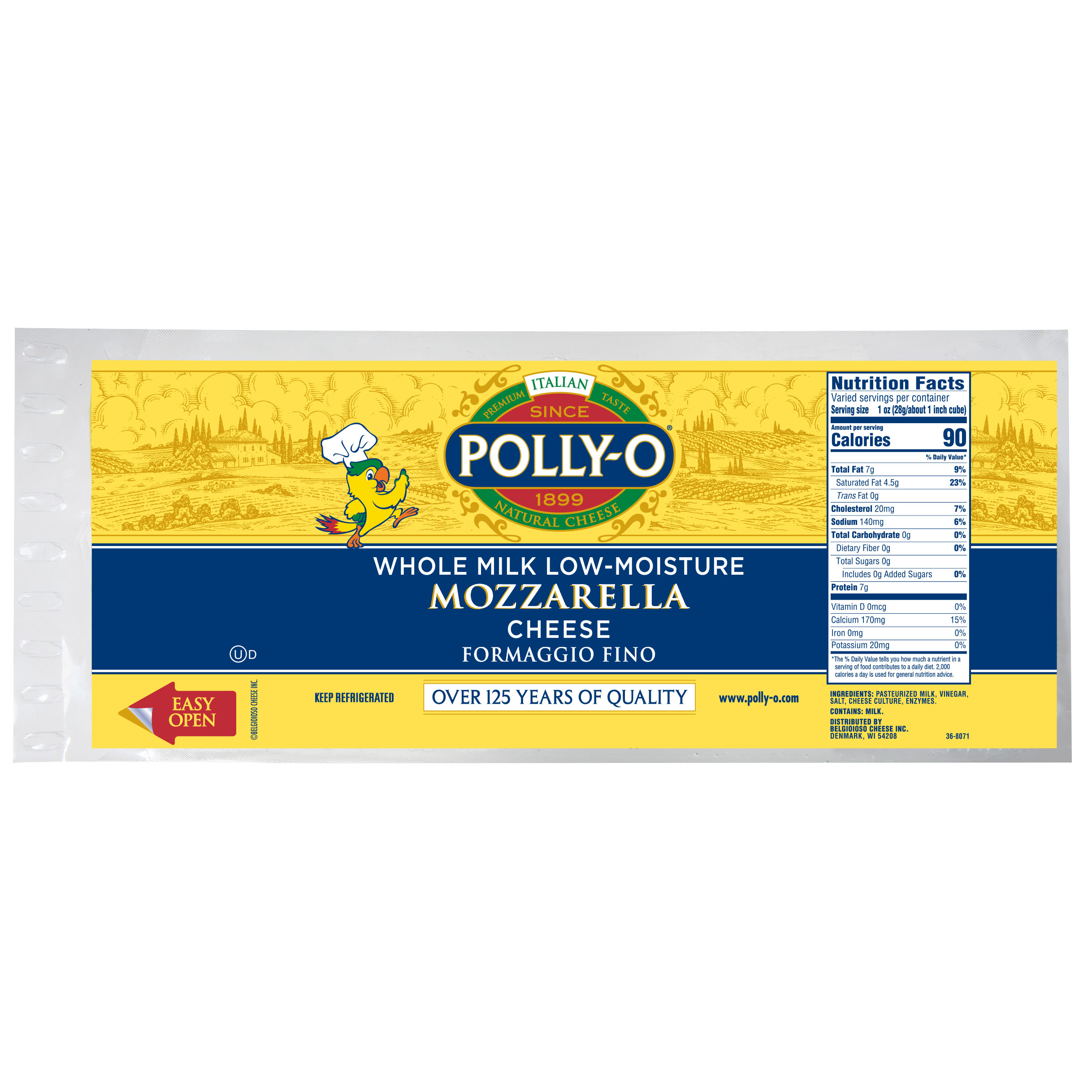 Low Moisture Whole Milk Fino Mozzarella ⓊD, 7.5 lb. Loaf