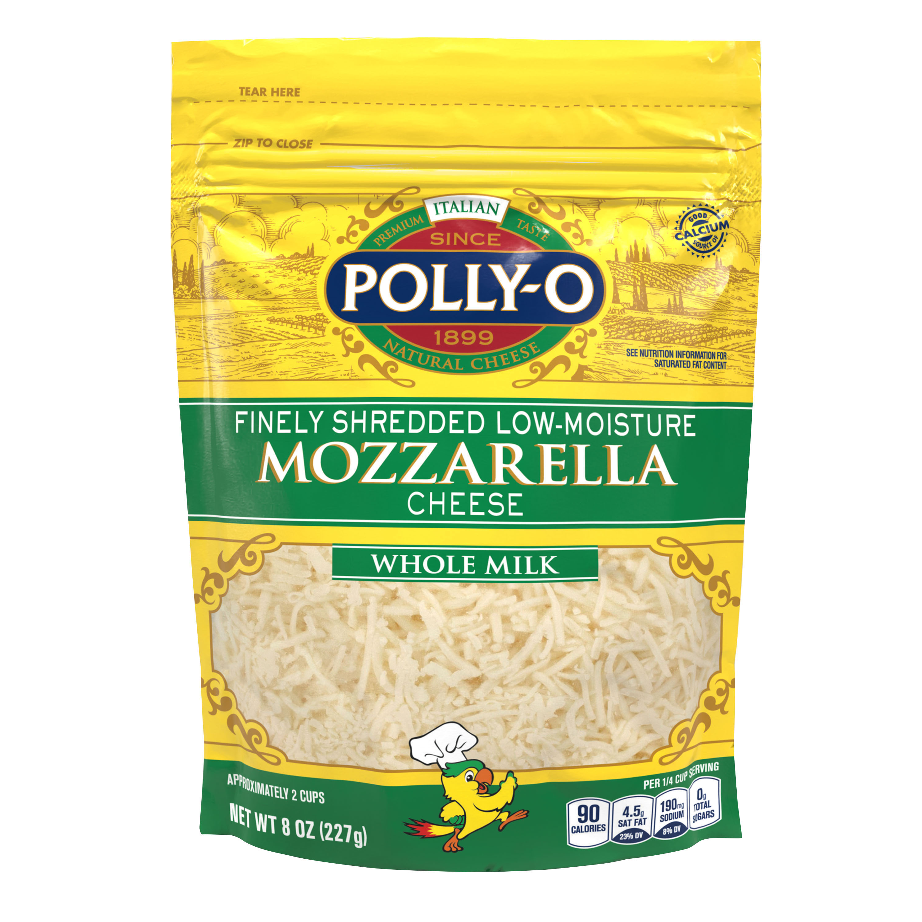 Low Moisture Whole Milk Mozzarella Finely Shredded, 8 oz. Bag