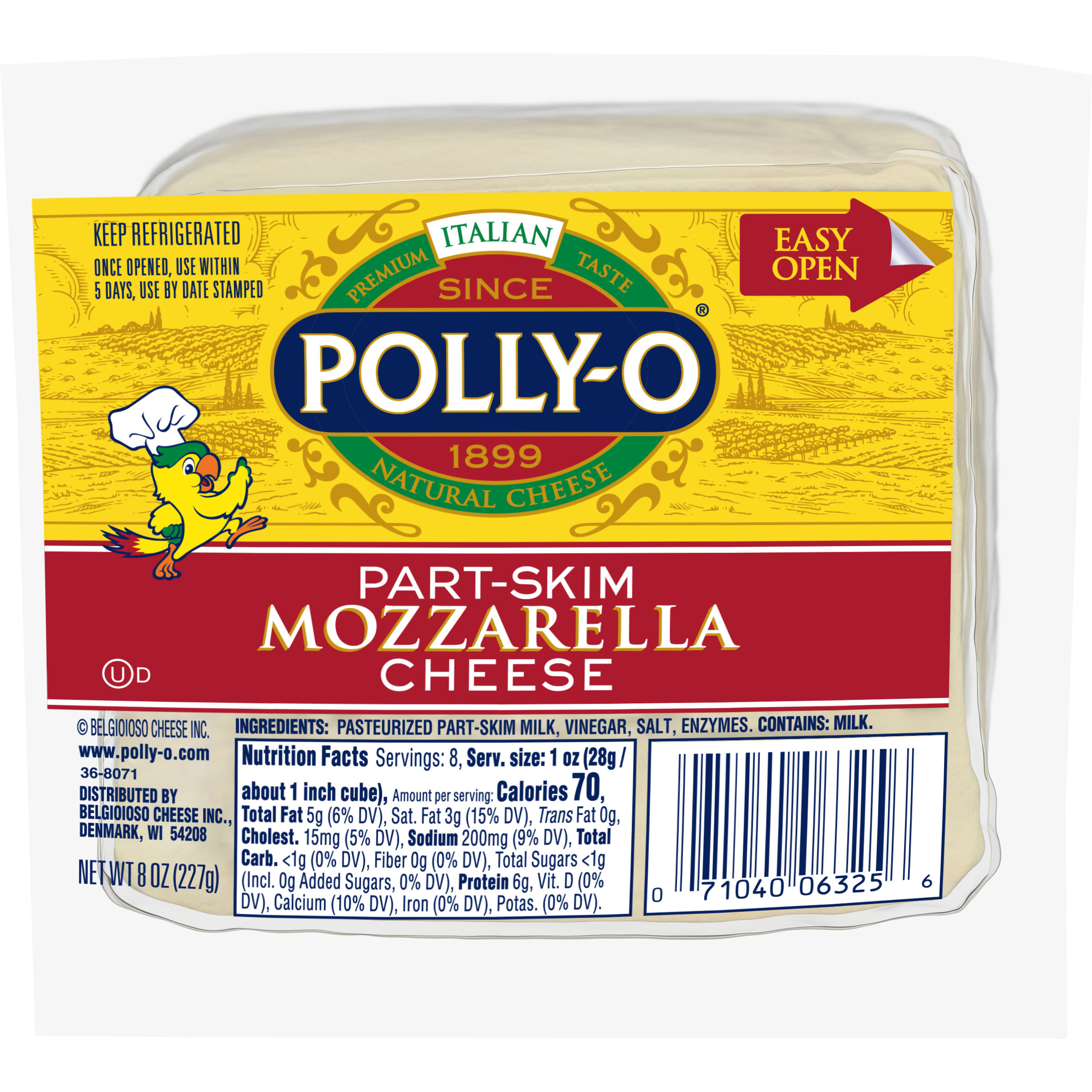 Low Moisture Part Skim Mozzarella ⓊD, 8 oz. Chunk