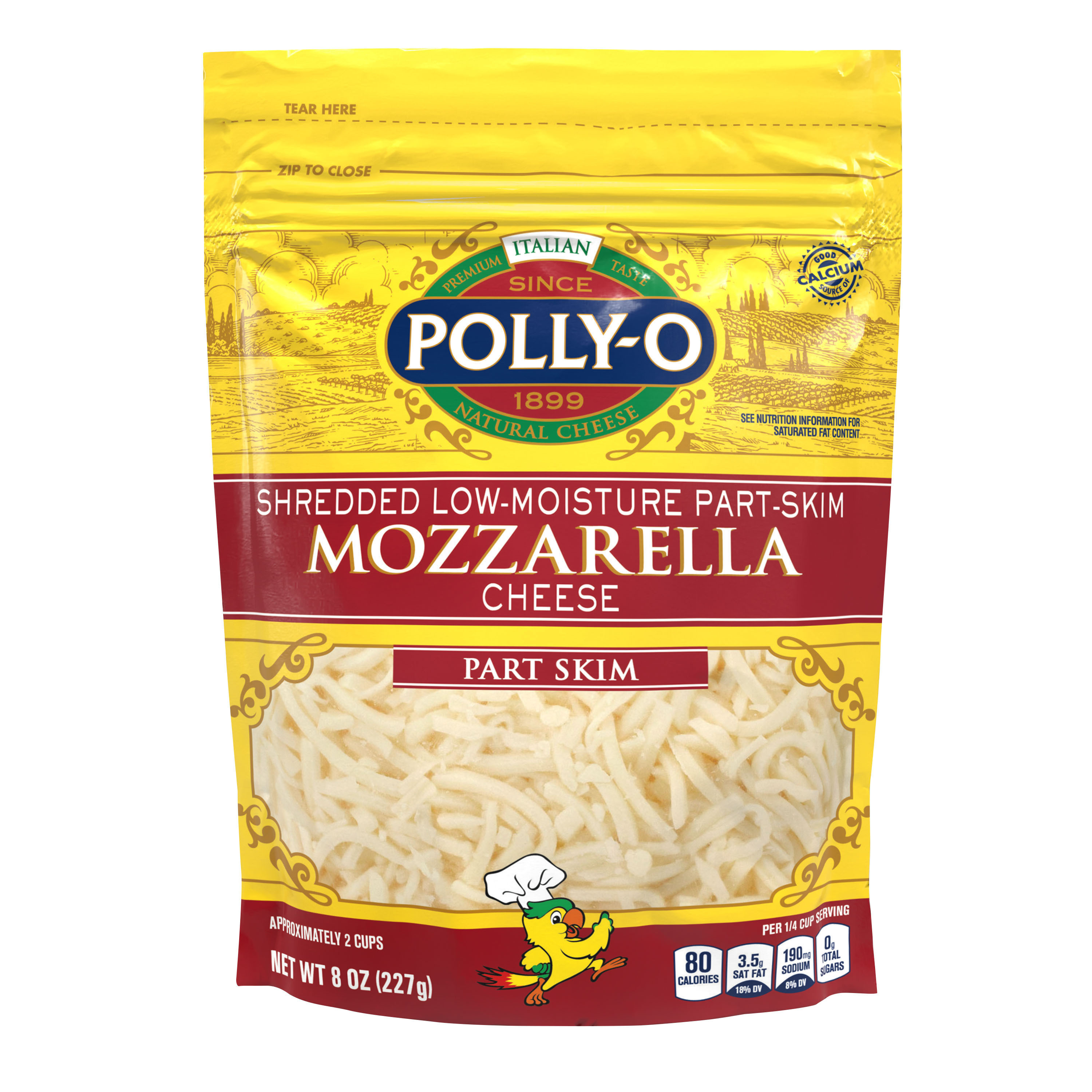 Low Moisture Part Skim Mozzarella Shredded, 8 oz. Bag