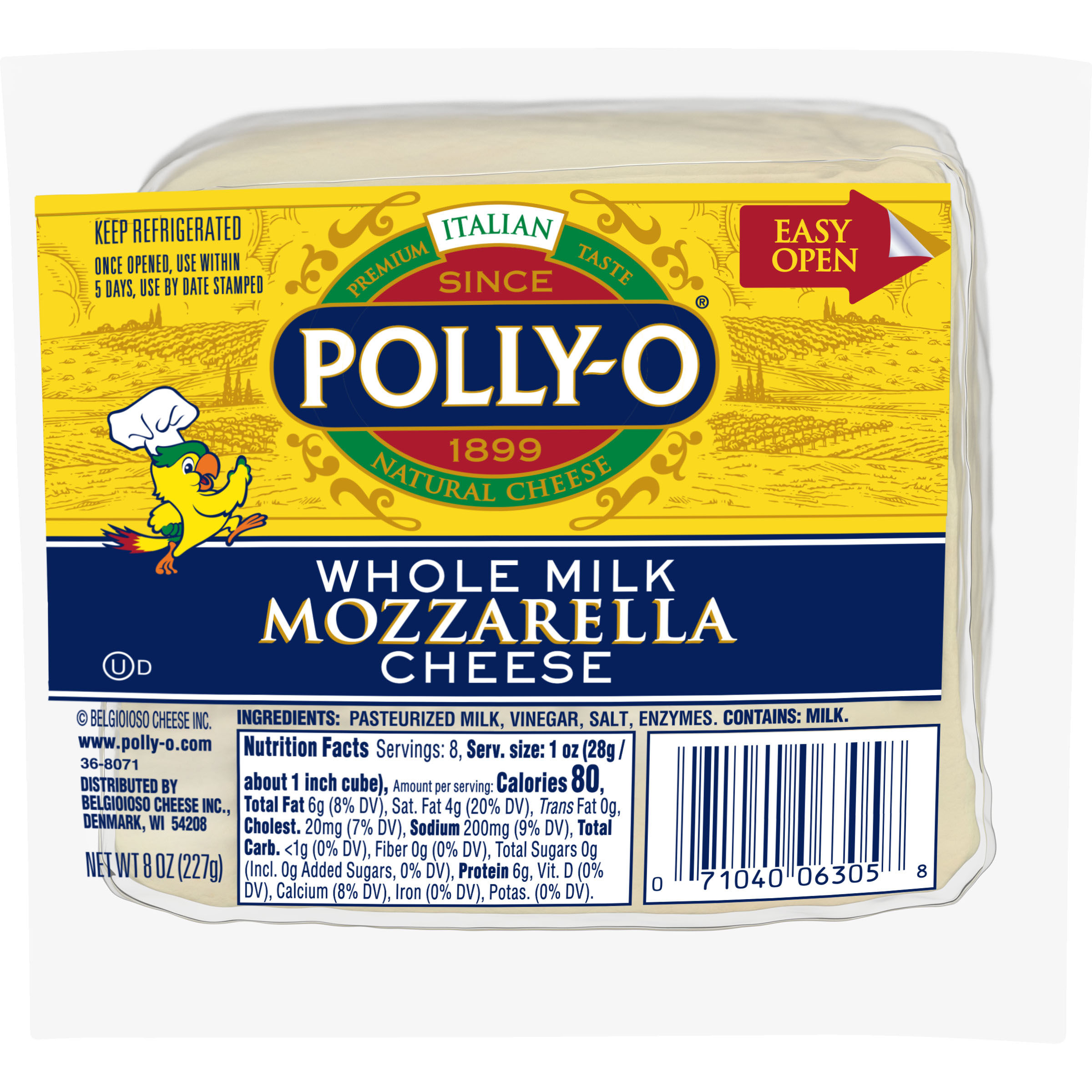 Low Moisture Whole Milk Mozzarella ⓊD, 8 oz. Chunk